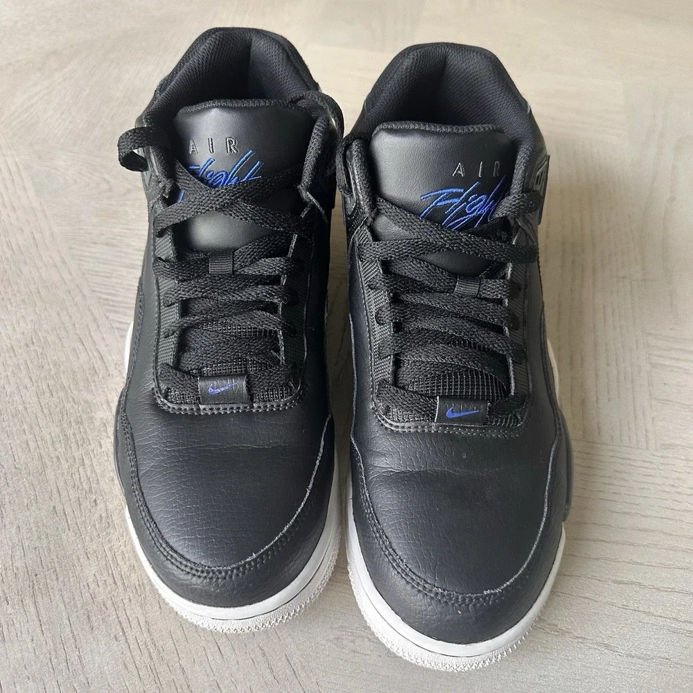 Nike Flight‎ Legacy Leather Black Hyper Blue Basketball Shoes Mens 9 BQ4212-003